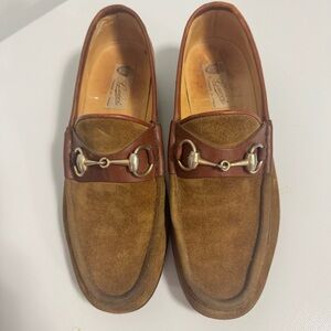 Gucci Brown Suede and Leather Horsebit Loafers